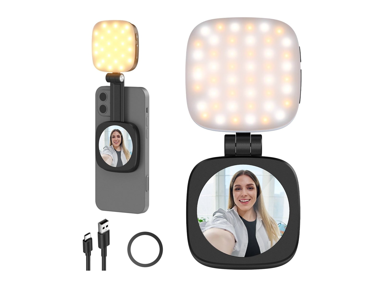 Neewer - BASICS NL48B Magnetic Selfie Light Camera Accessories - Black