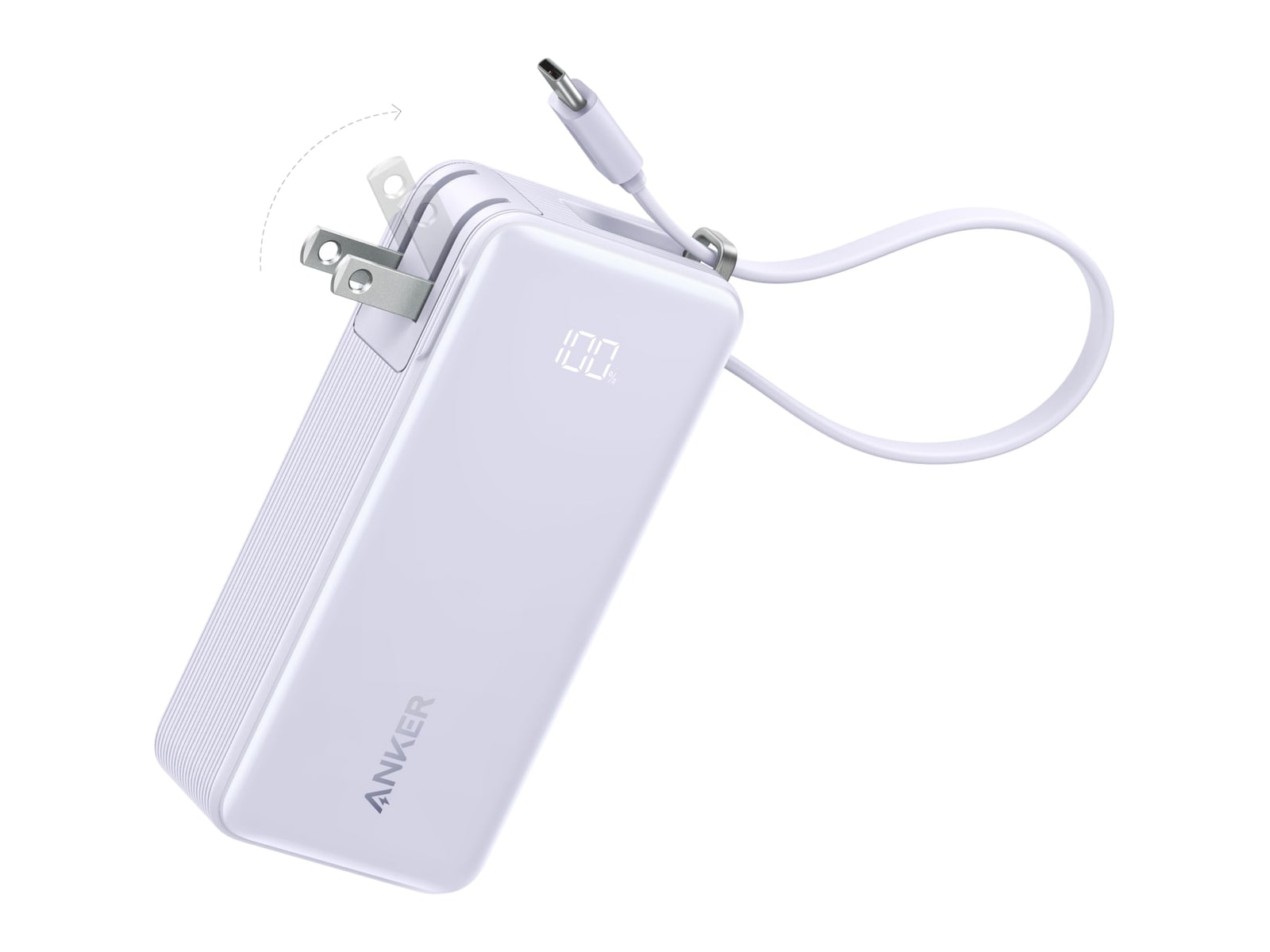 Anker - Power Bank (10K, Fusion, Built-In USB-C Cable) Lilac Purple Power Banks