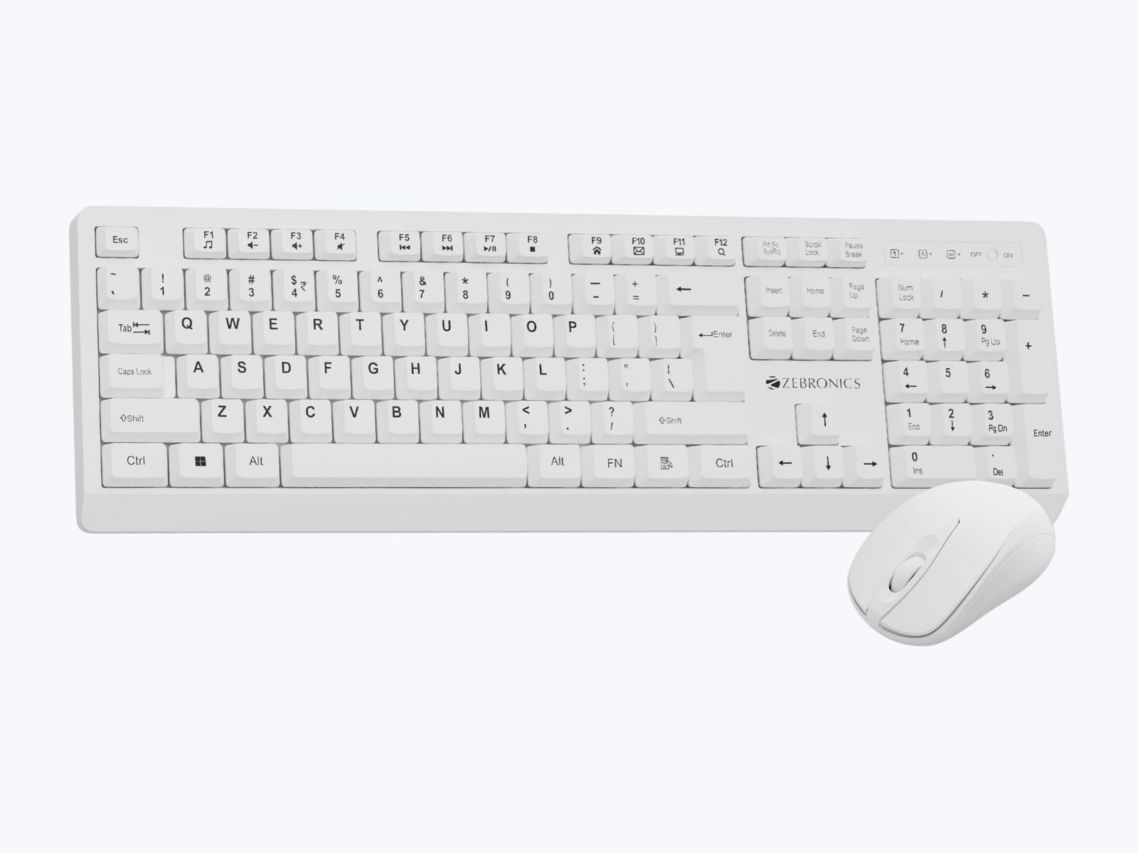 Zebronics - Zeb Companion 116 Combo Wireless Keyboards - White