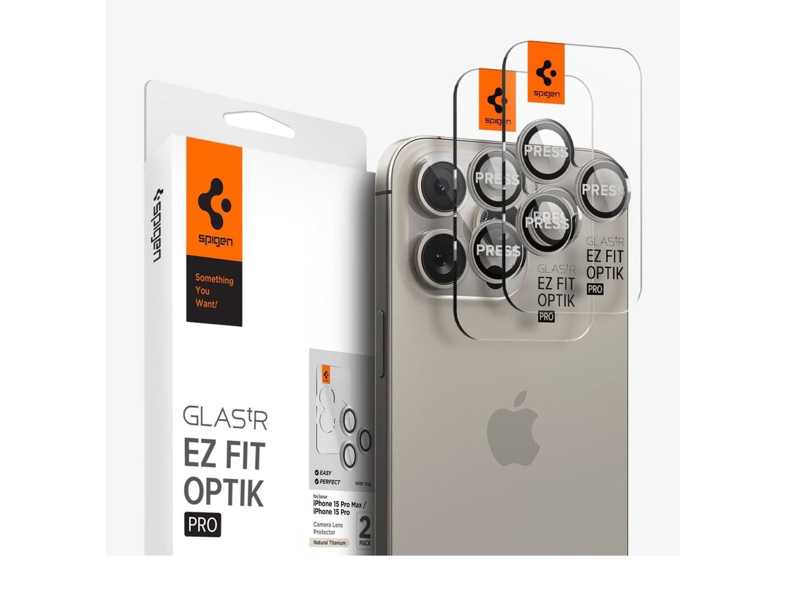 Spigen - Optik Pro EZ Fit Lens Protector - iPhone 16 Pro Max - Natural Titanium