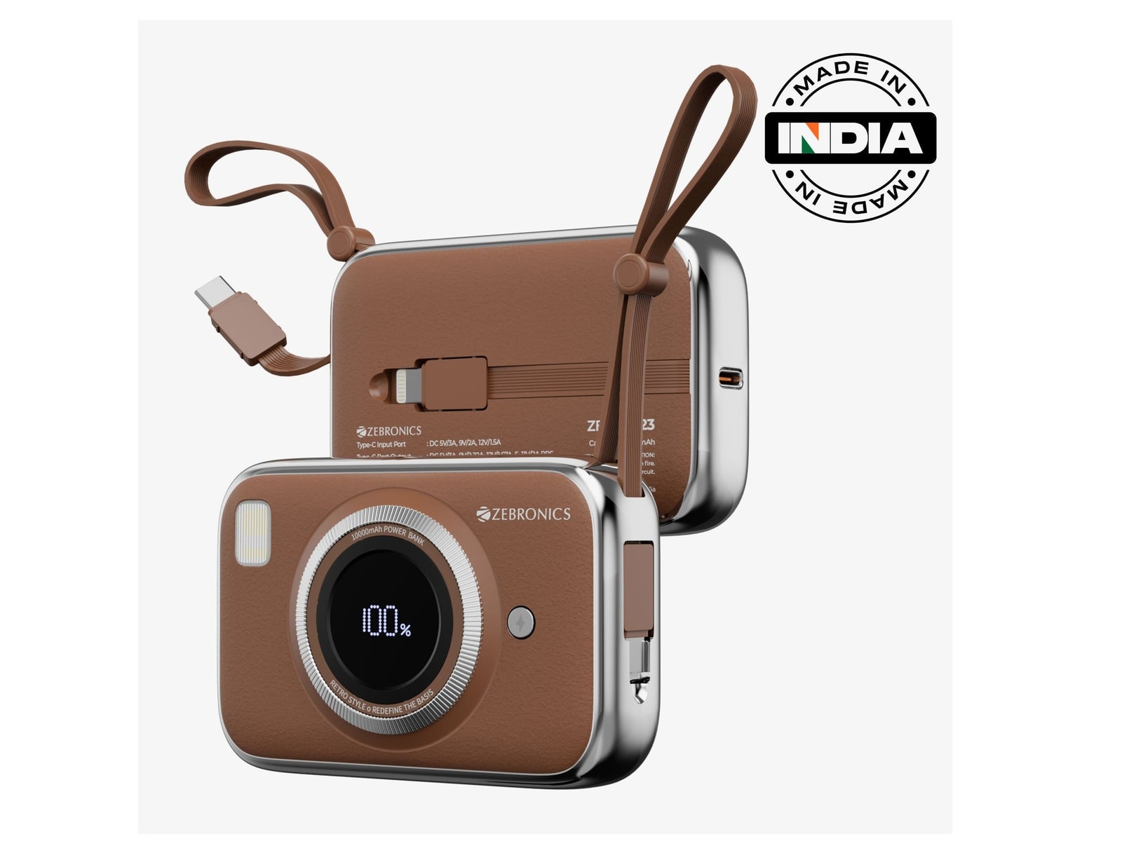 Zebronics - Zeb EnergiTank 10R5 Brown Power Banks