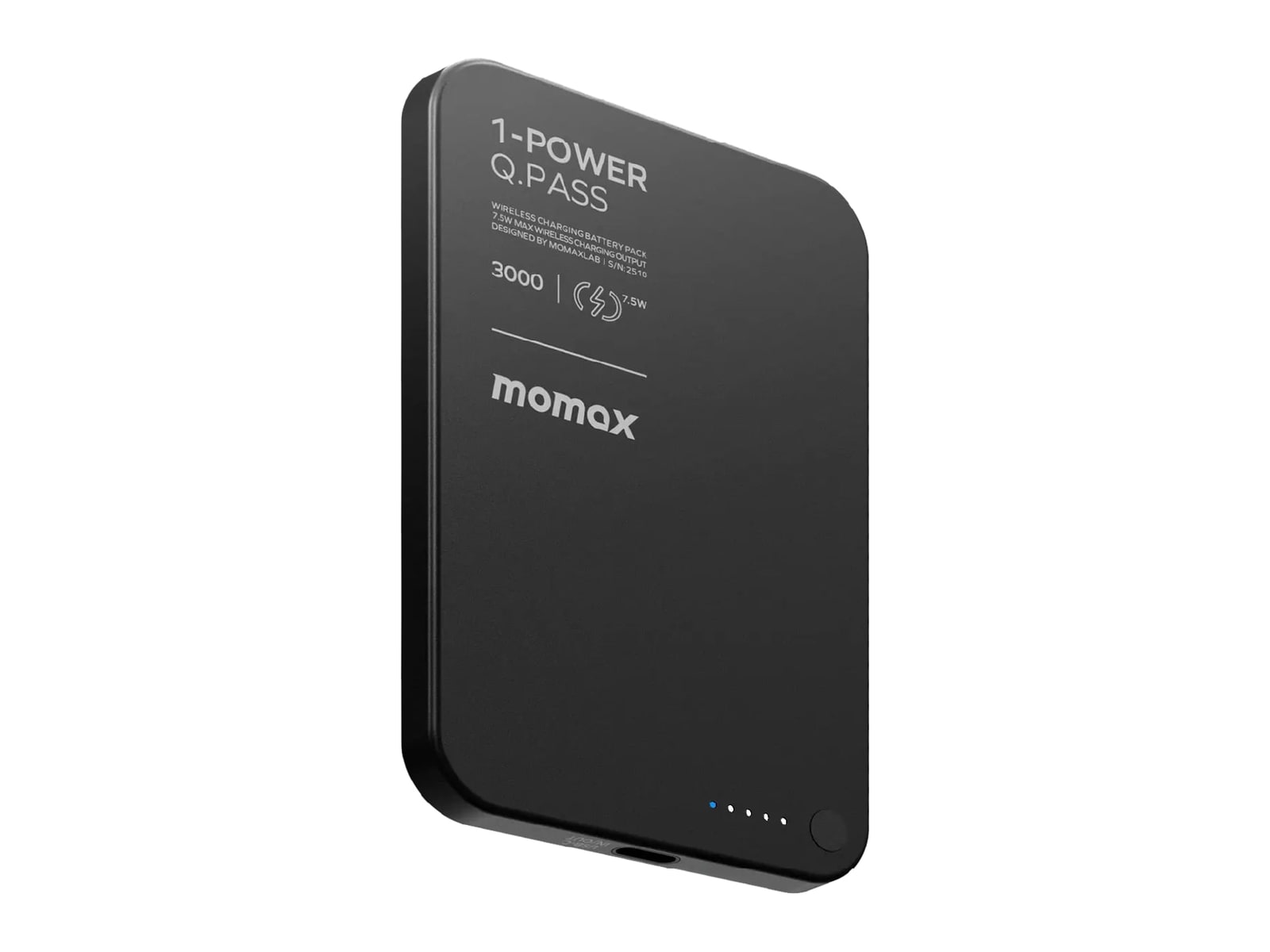 MOMAX - 1-Power Q.Pass 3000mAh Magnetic Wireless Battery Pack Black Power Banks