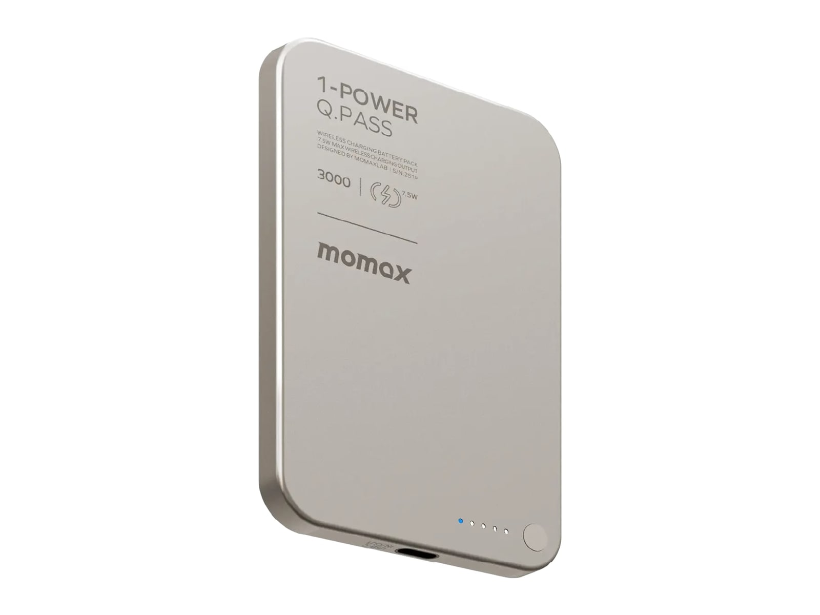 MOMAX - 1-Power Q.Pass 3000mAh Magnetic Wireless Battery Pack Titanium Power Banks