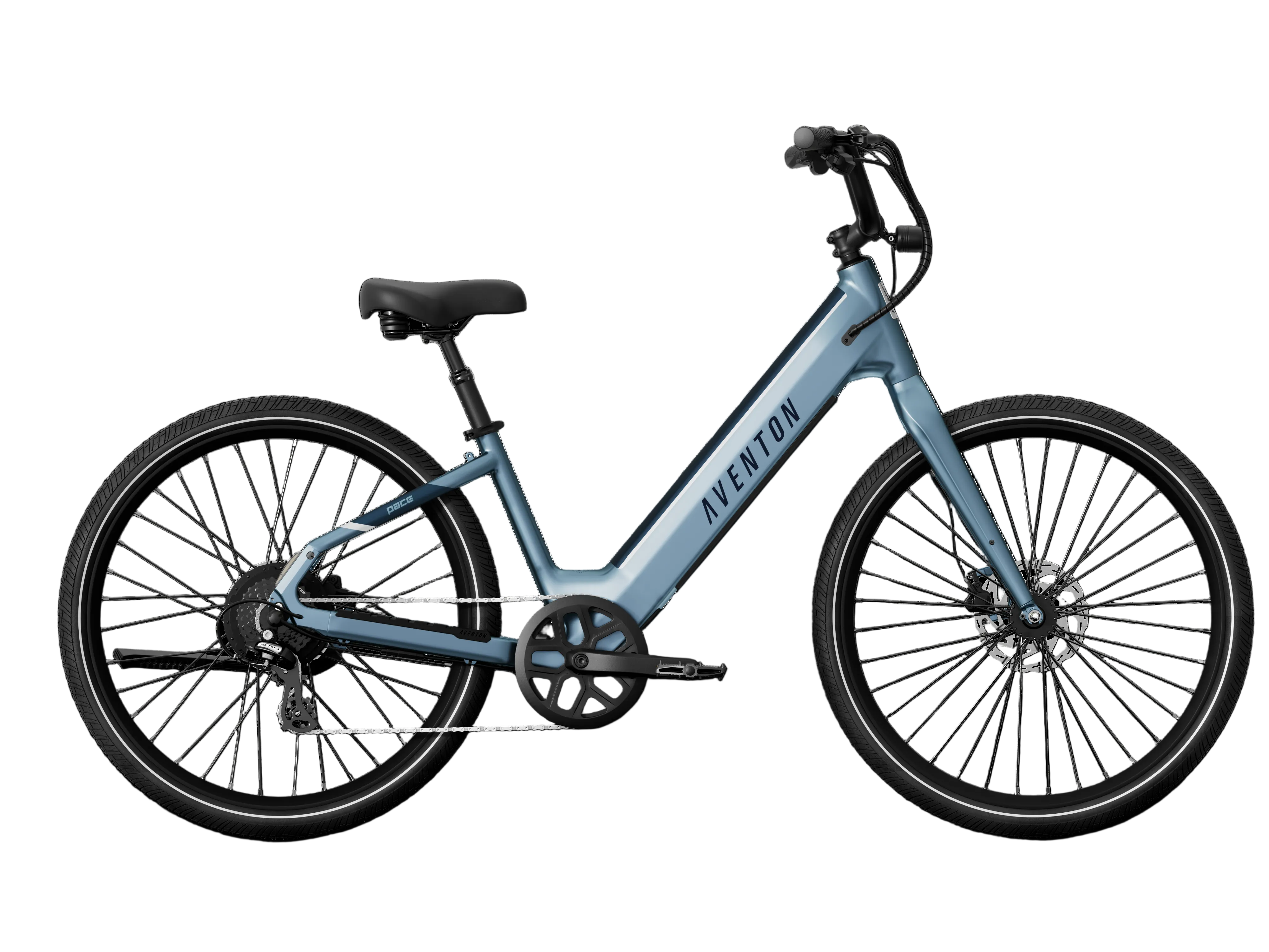 Aventon - Pace 4 Step-Through Large Blue Steel Electric Bikes