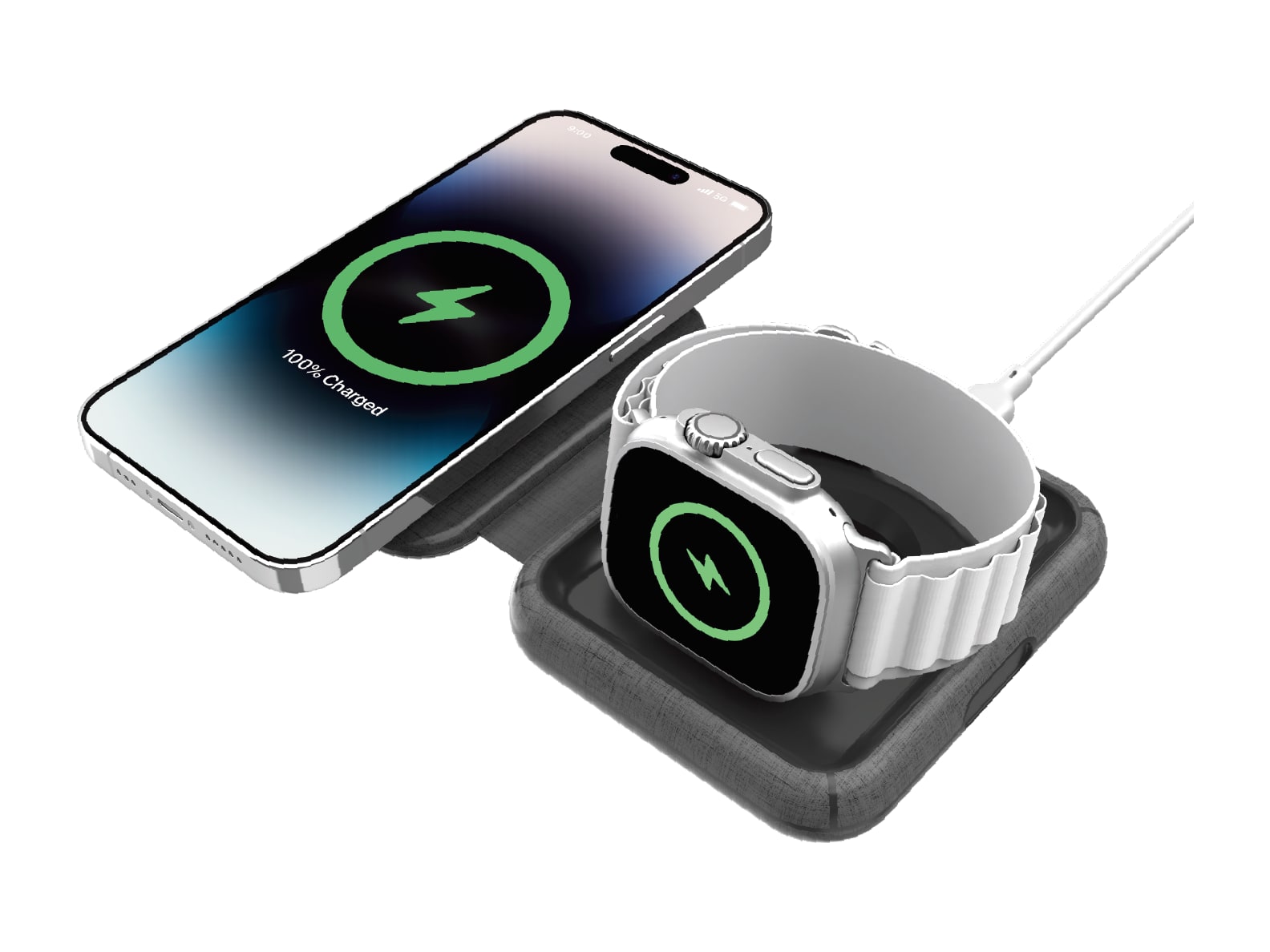 MOMAX - Q.Mag Go 2-in-1 MagSafe Wireless Charger 15W Grey Wireless Chargers