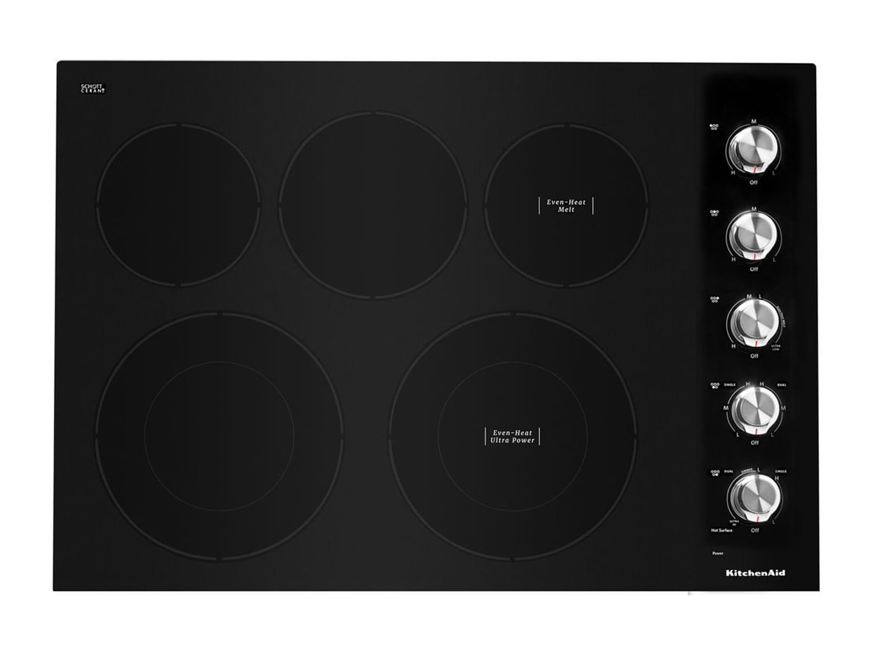 KitchenAid - ADA 30" Black Electric Cooktop With 5 Elements And Knob Controls Cooktops