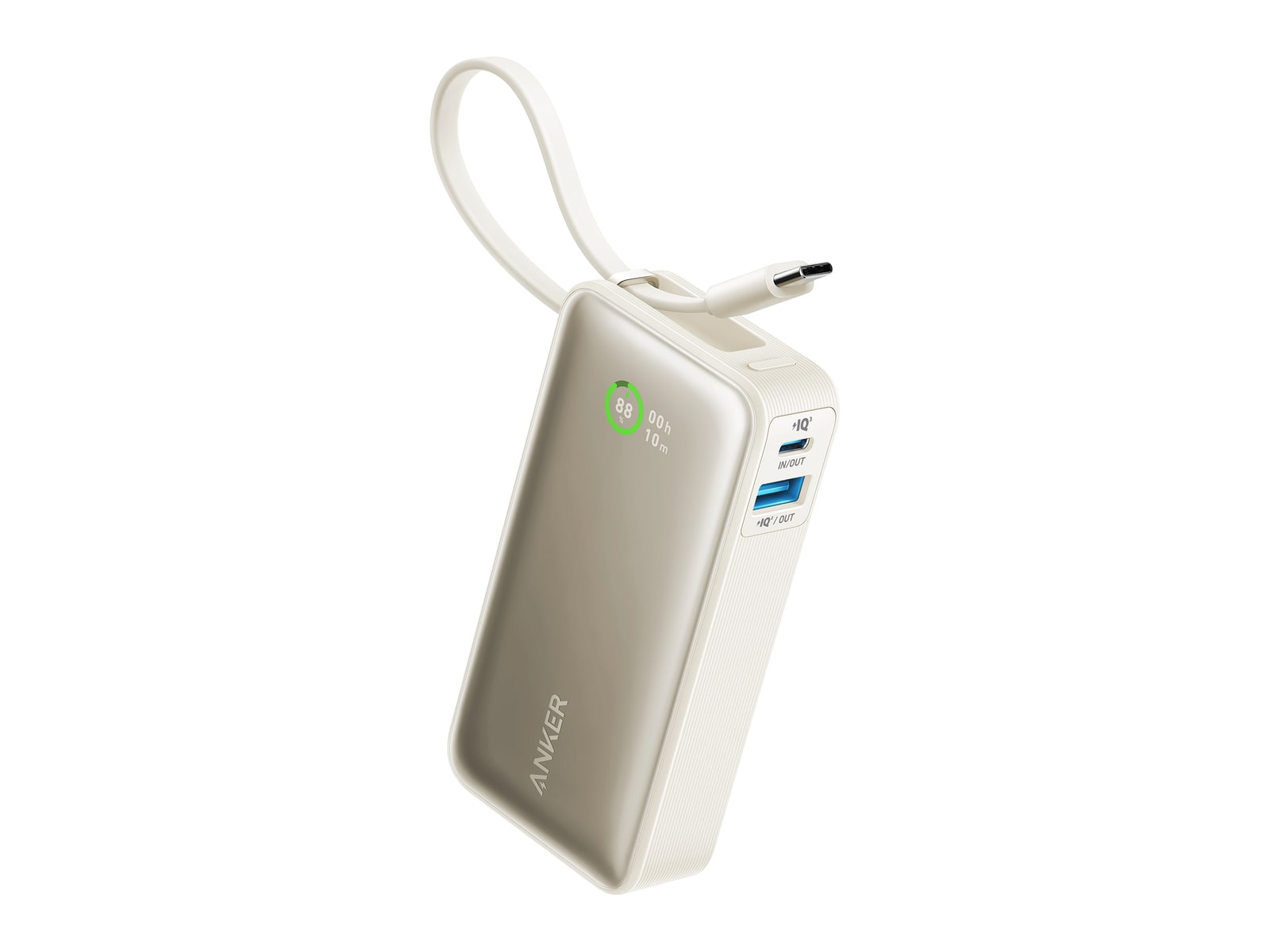Anker - Nano Power Bank (30W, Built-In USB-C Cable) Shell White Power Banks