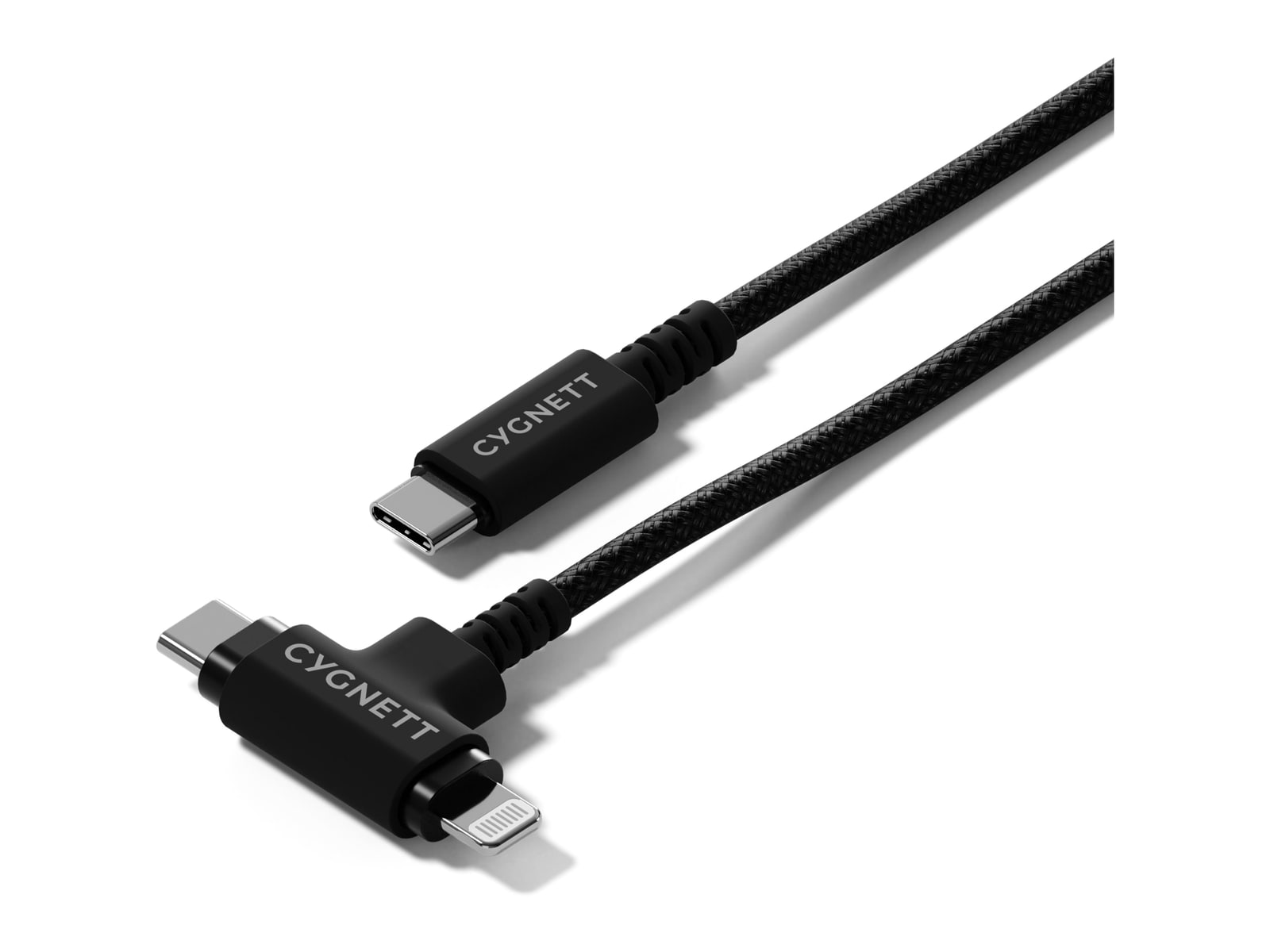 Cygnett - Unite 60W USB-C to 2-in-1 Cable - 1M - Black Charging Cables
