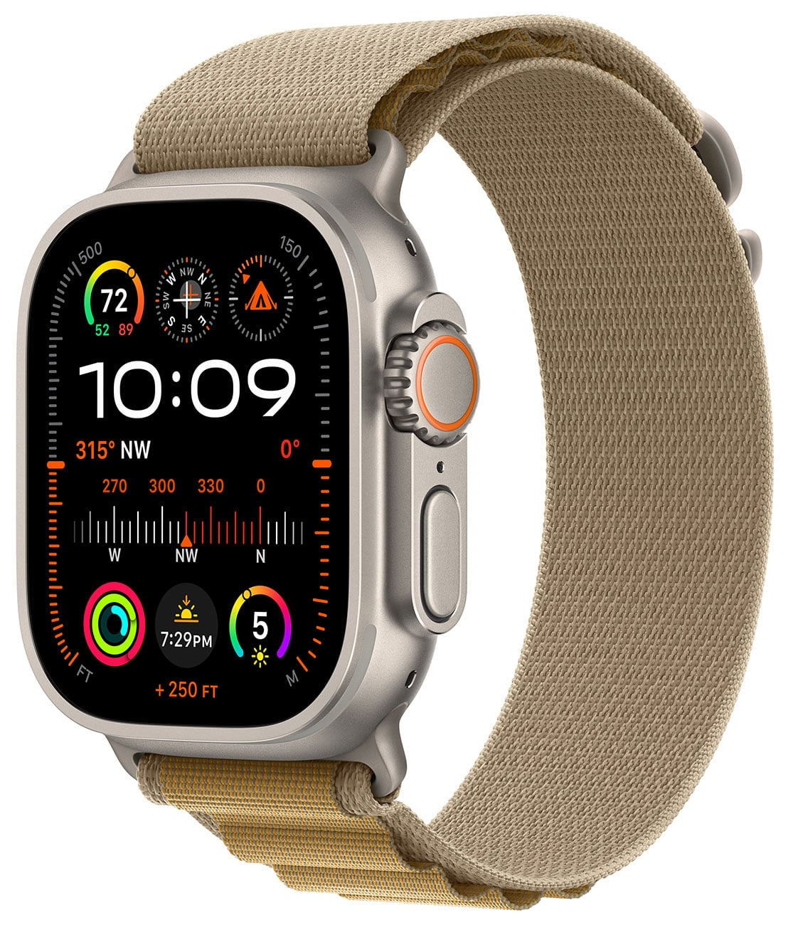 Apple - Apple Watch Ultra 2 (GPS + Cellular) 49mm Natural Titanium Case with Tan Alpine Loop - Small - Natural Titanium