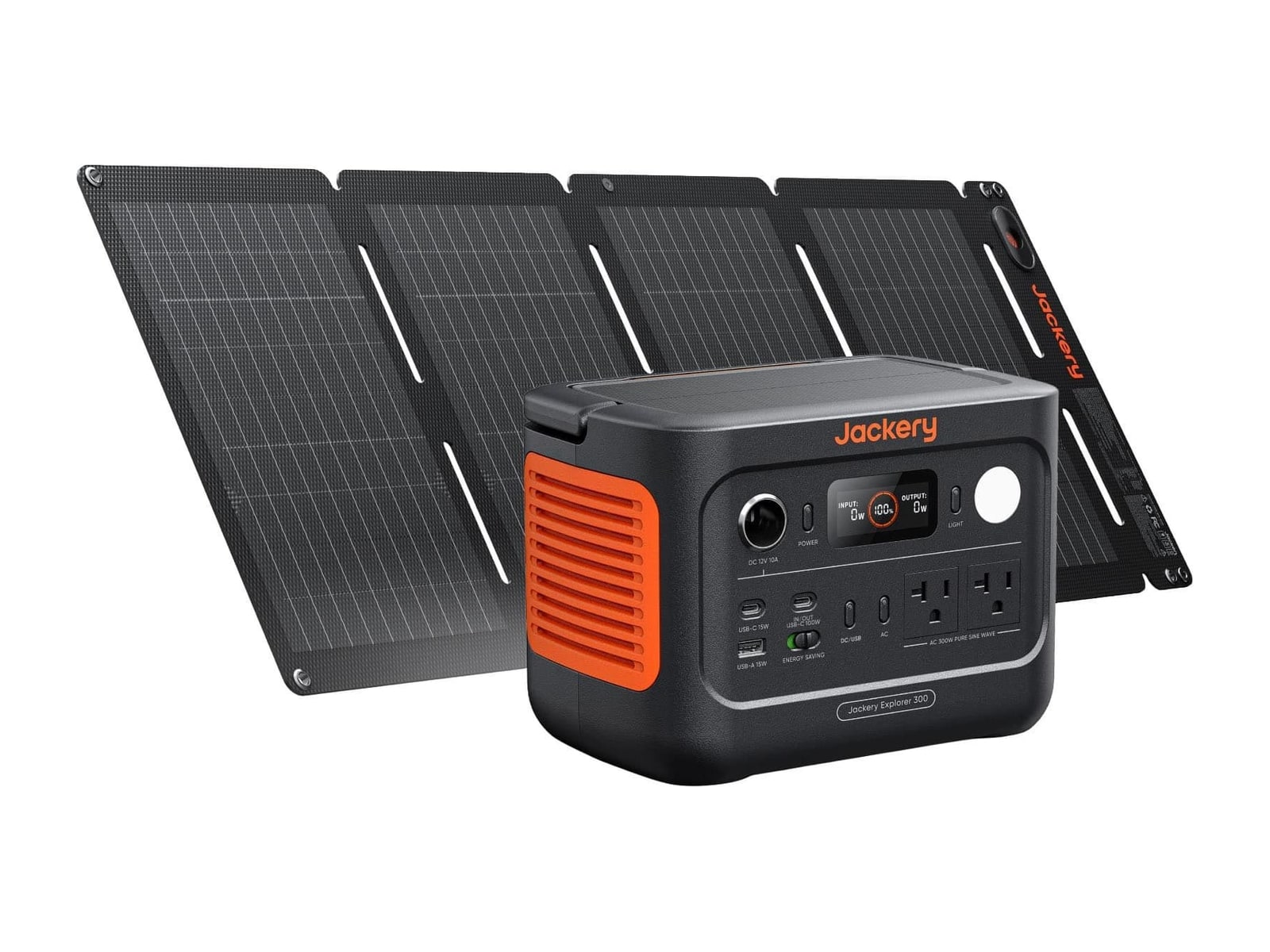 Jackery - Explorer 300 v2 + 40W Solar Panel 288Wh Portable Power Stations - Black