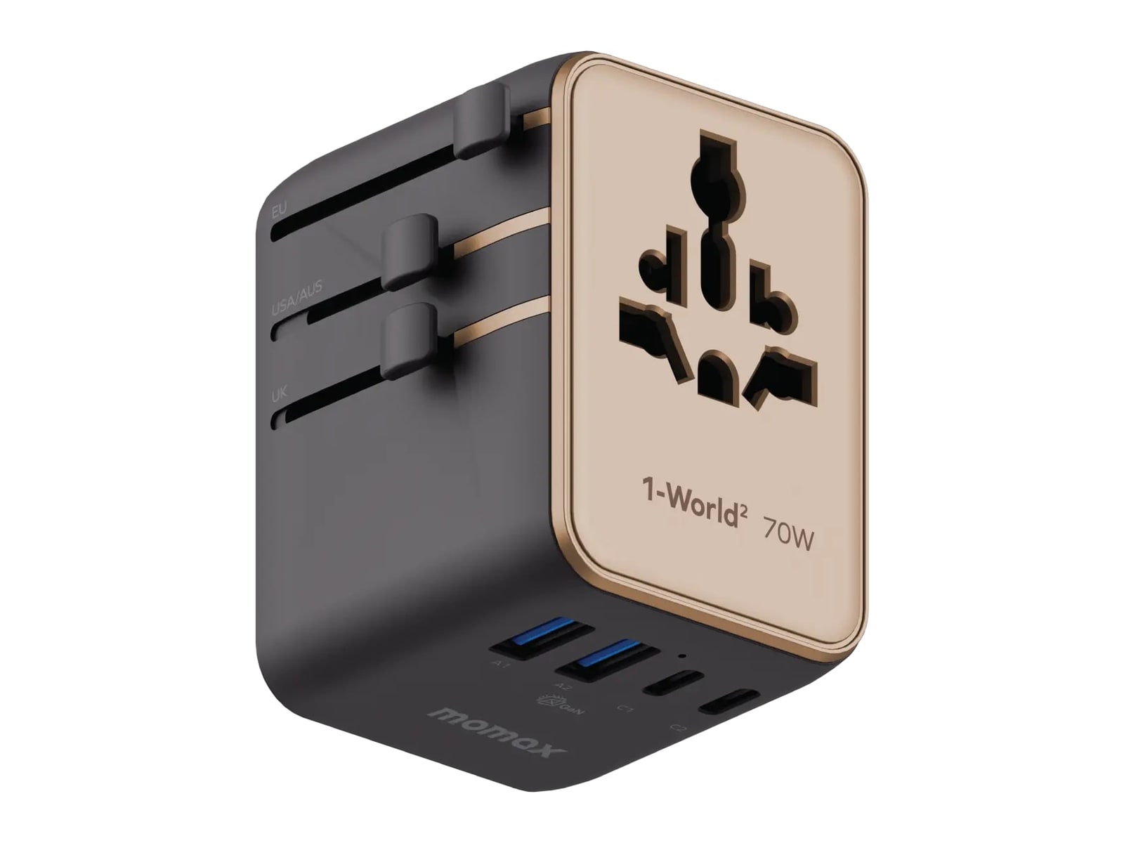 MOMAX - 1-World2 5-Port Mini Universal Travel GaN Charger 70W Sandstone Wall Chargers