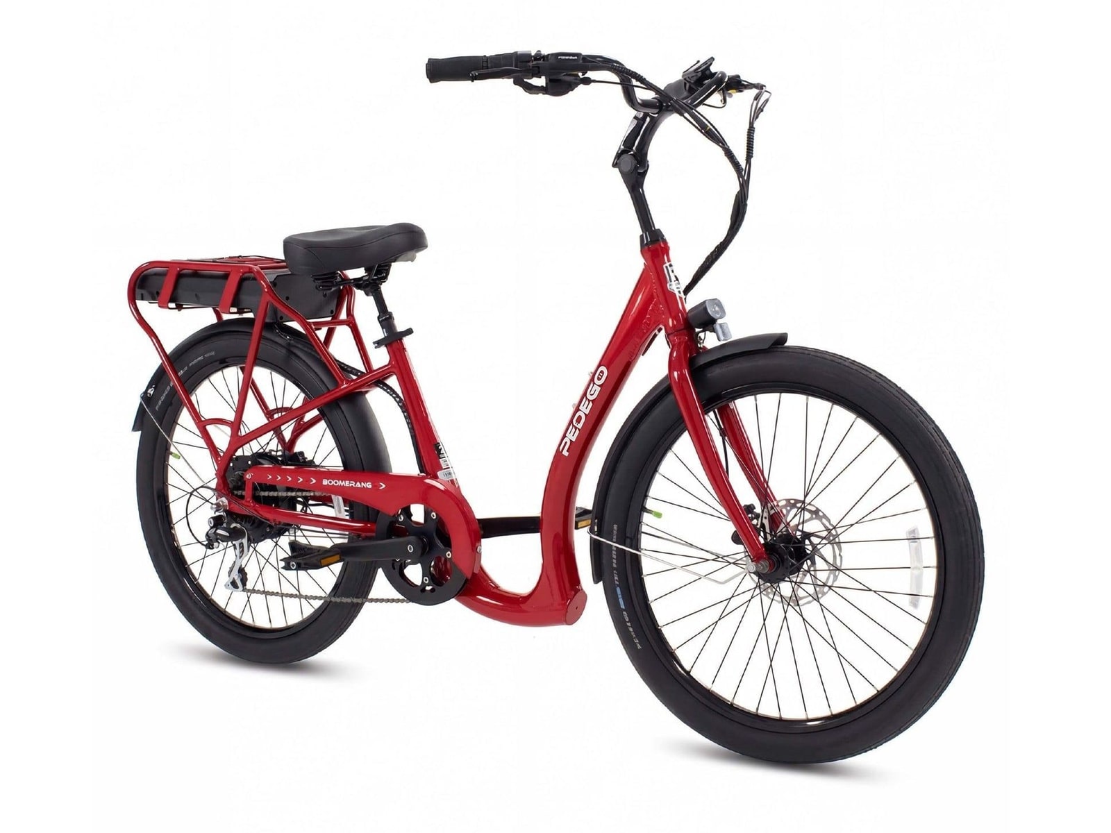 Pedego - Boomerang Core 26-inch Step-Thru Gloss Red Electric Bikes