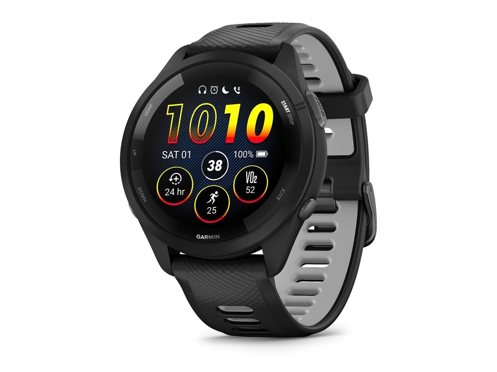 Garmin - Forerunner 265 Black/Powder Gray Silicone Band Smart Watches - Black