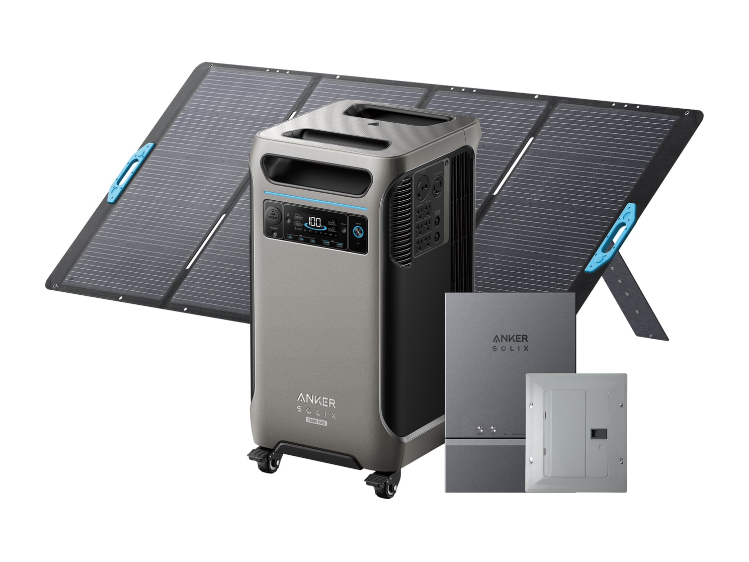 Anker - SOLIX F3800 Plus with Smart Home Power Kit and 400W Portable Solar Panel 3840Wh Portable Power Stations