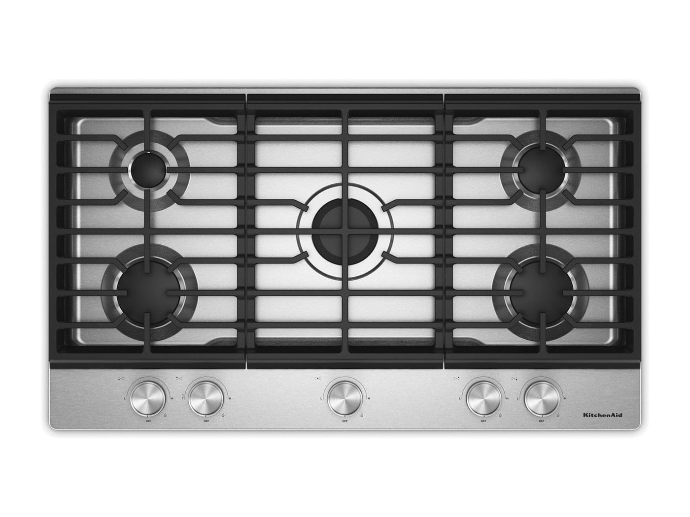 KitchenAid - Gas Cooktop with 5 Versatile Burners 36-Inch Wide Stainless Steel Cooktops