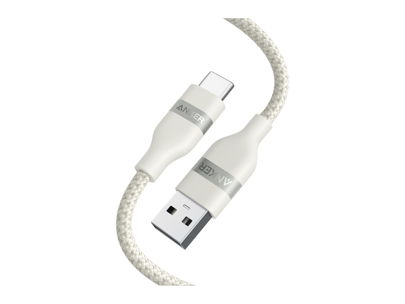 Anker - USB-A to USB-C Cable (Upcycled-Braided) 3 ft White Charging Cables