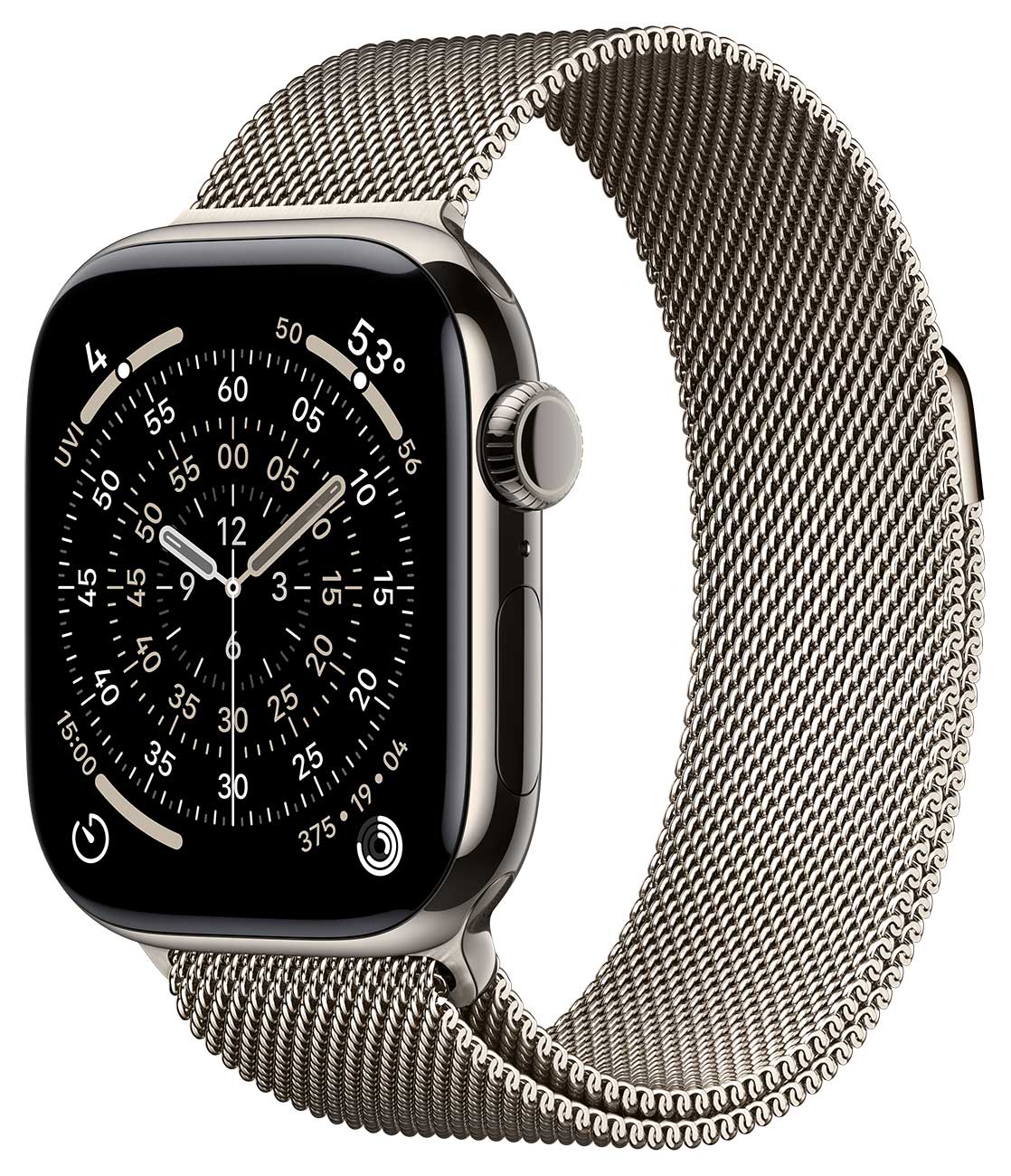 Apple - Apple Watch Series 11 (GPS + Cellular) 46mm Natural Titanium Case with Natural Milanese Loop - S/M - Natural Titanium