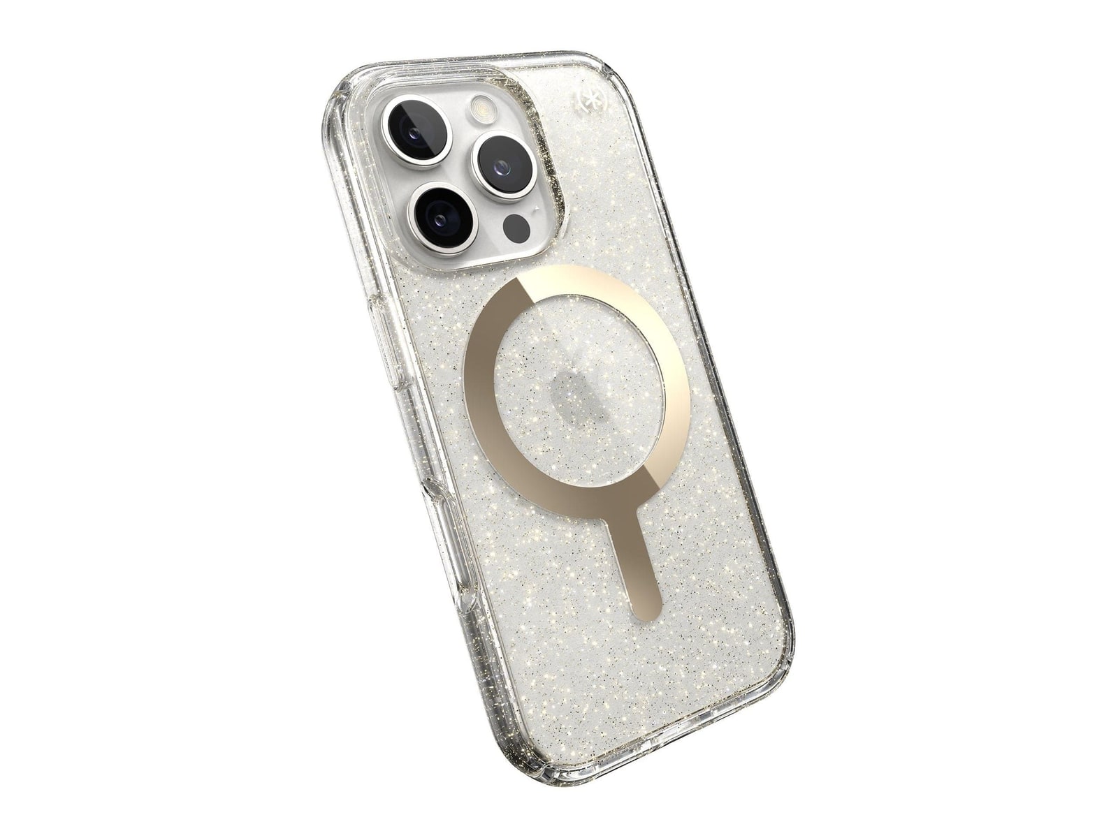 Speck - Presidio Lux Glitter MagSafe - iPhone 16 Pro - Clear/Gold Glitter