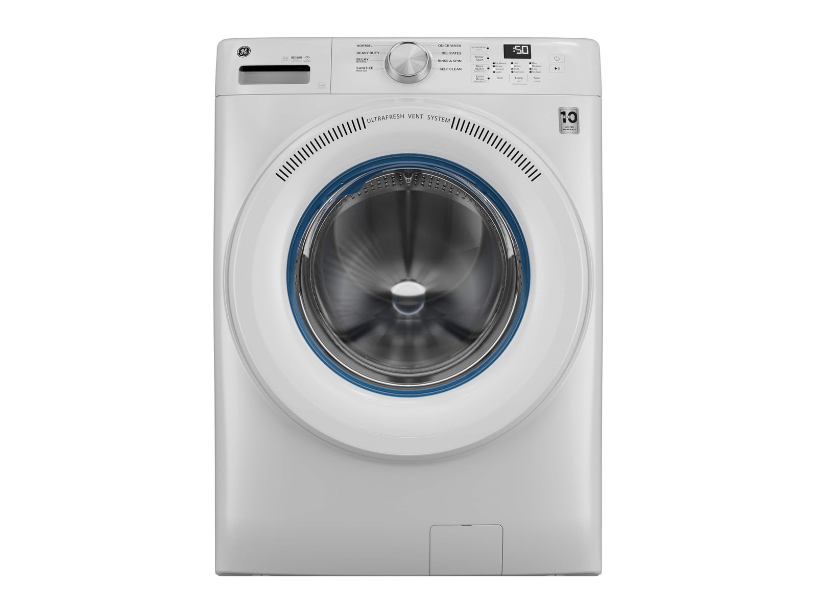 GE Appliances - GFW350SSYWW 4.6 Cu. Ft. High-Efficiency Stackable Smart Front Load Washing Machines