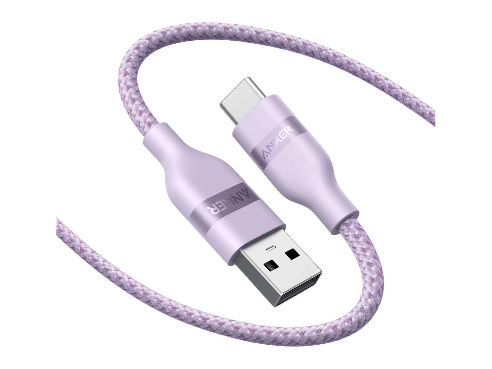 Anker - USB-A to USB-C Cable (Upcycled-Braided) 6 ft Violet Charging Cables