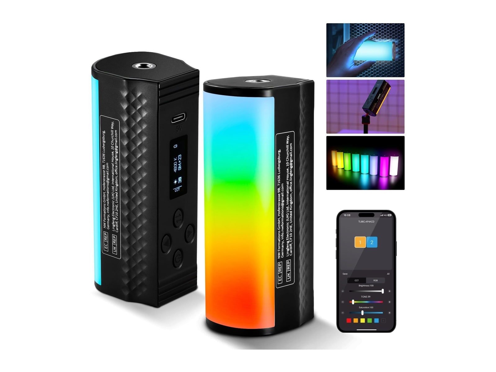 Neewer - TL98C Magnetic Handheld Light Wand with APP/DMX Control Camera Accessories