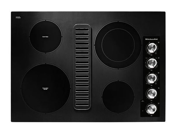 KitchenAid - 30" Black Electric Downdraft Cooktop With 4 Elements Cooktops