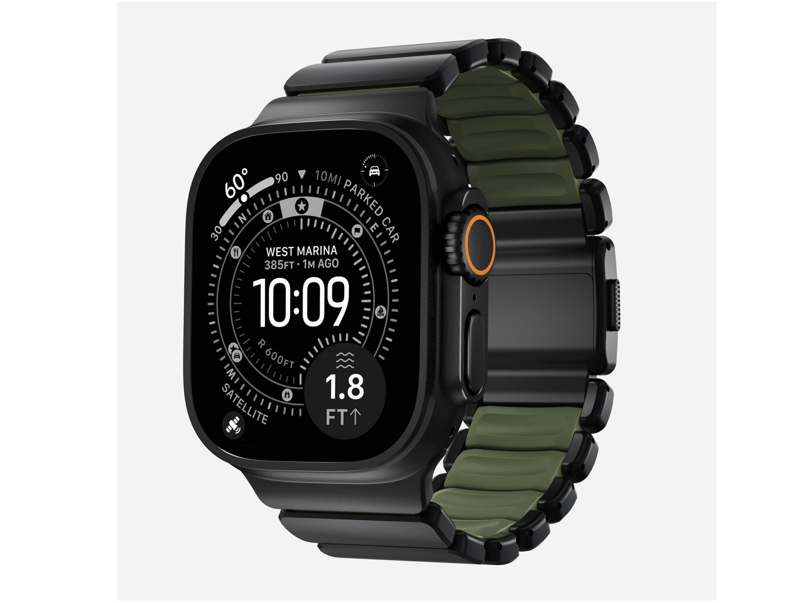 Nomad - Stratos Band - 49mm - Black Titanium - Forest FKM