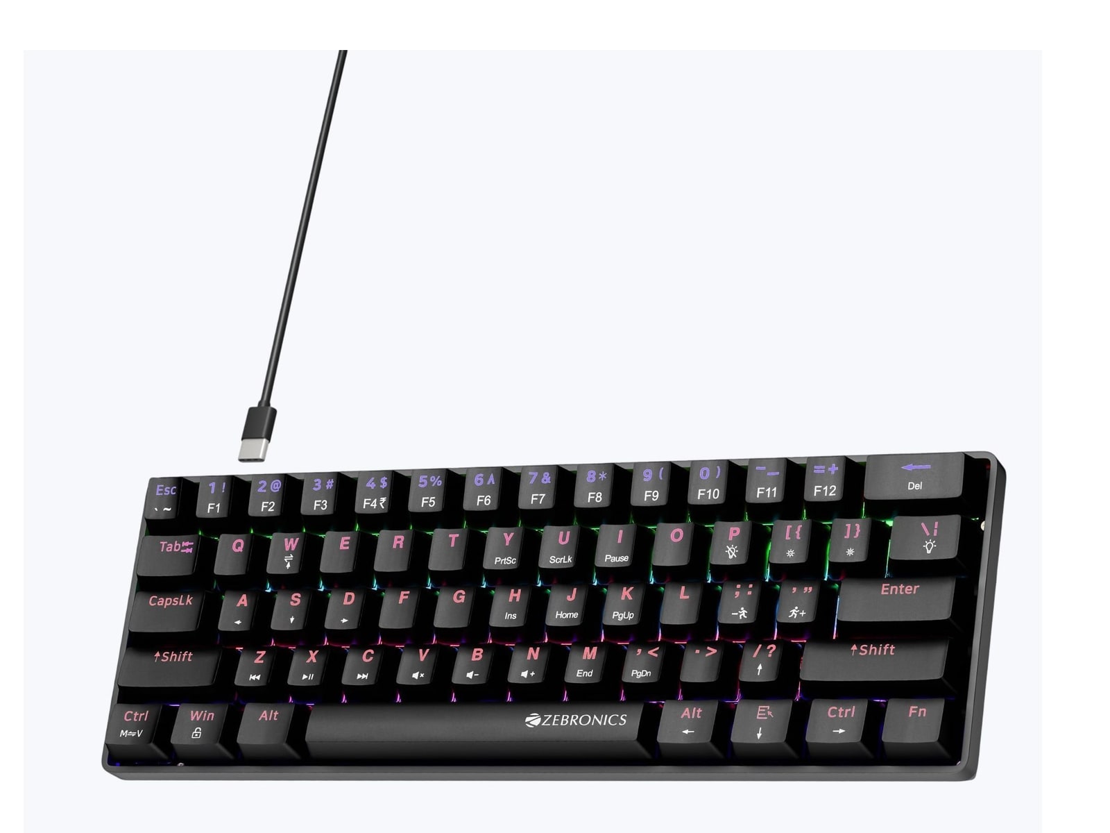 Zebronics - Zeb Max Ninja 61 Mechanical Keyboards - Black