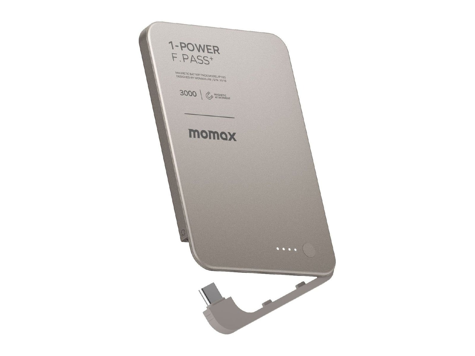 MOMAX - 1-Power F.Pass+ 3000mAh Magnetic Battery Pack Titanium Power Banks