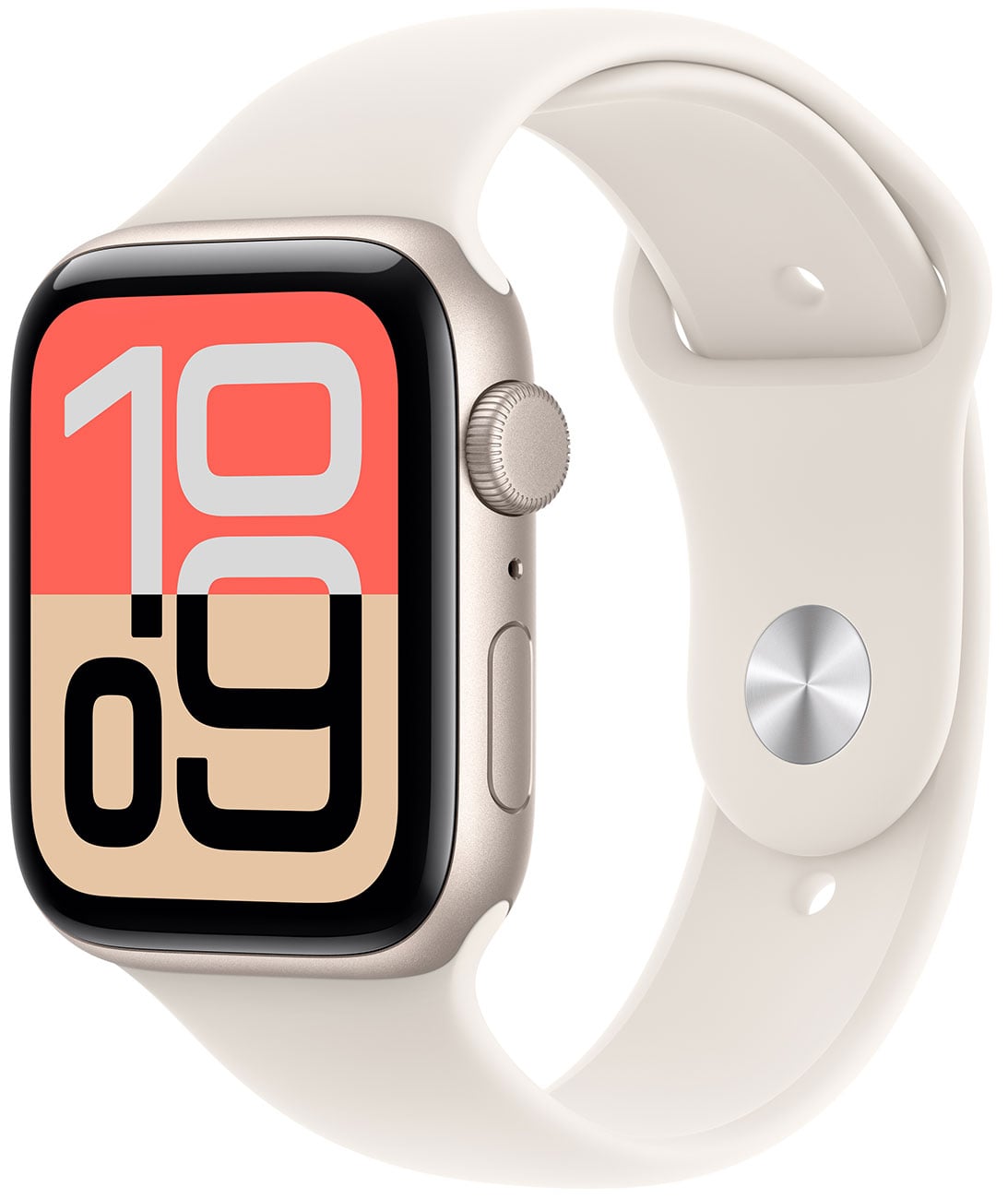 Apple - Apple Watch SE 3 (GPS + Cellular) 44mm Starlight Aluminum Case with Starlight Sport Band - M/L - Starlight