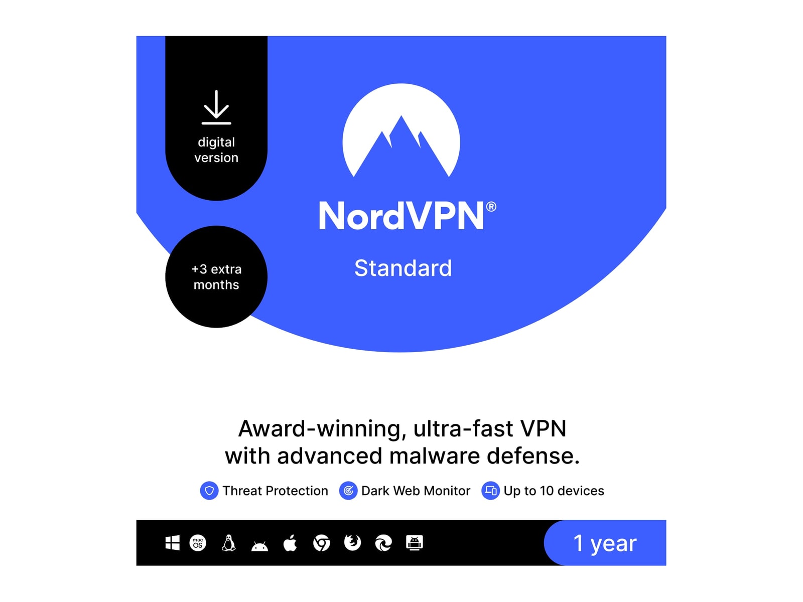 NordVPN - Standard: Internet Security and Privacy (10 Devices, 15-Month) Antivirus Software