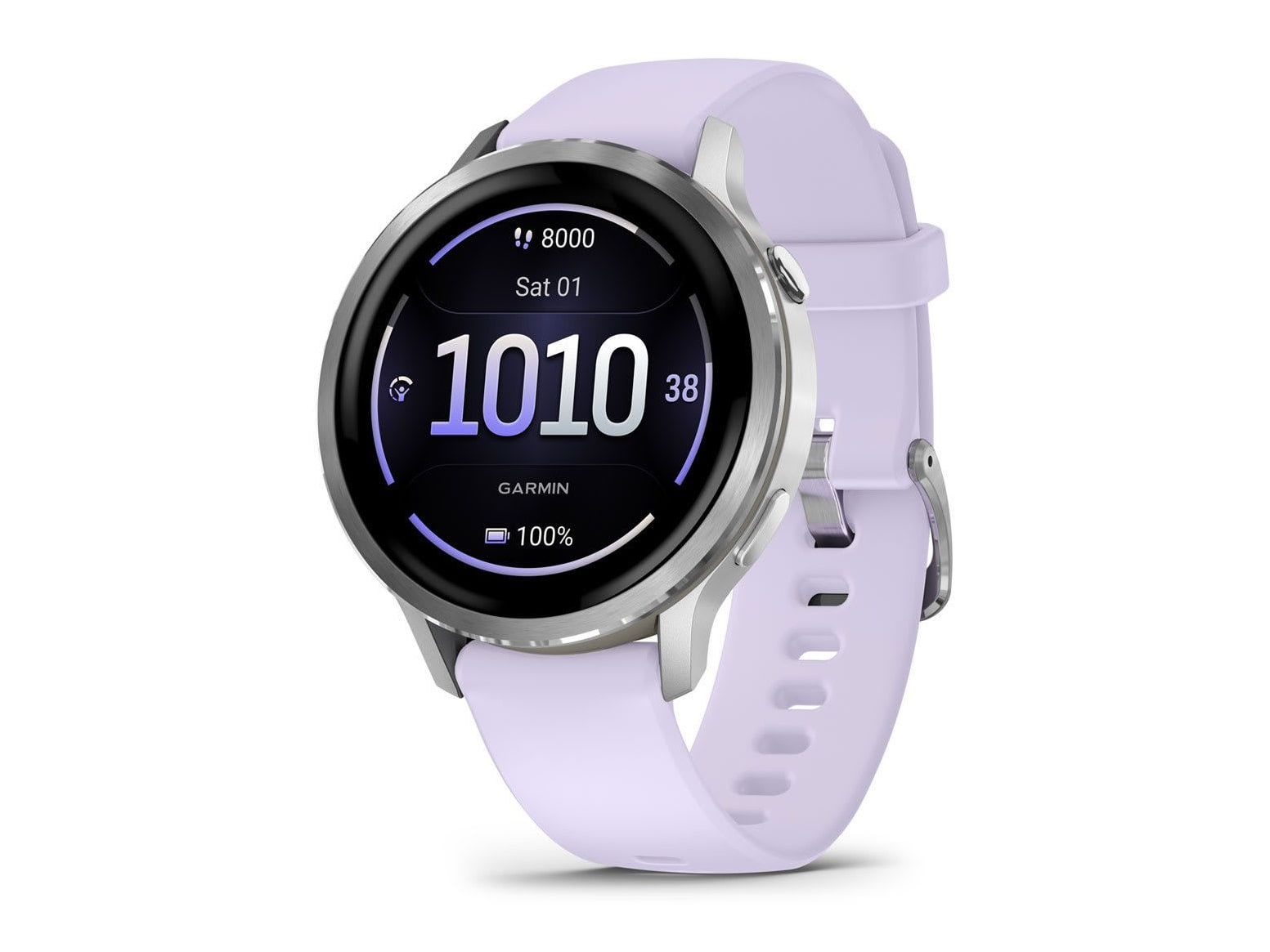 Garmin - Venu 4 - 41 mm, Silver with Periwinkle Band Smart Watches - Silver