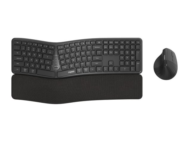 Rapoo - 8810ME Ergonomic Keyboard and Mouse Combo Wireless Keyboards - Gray