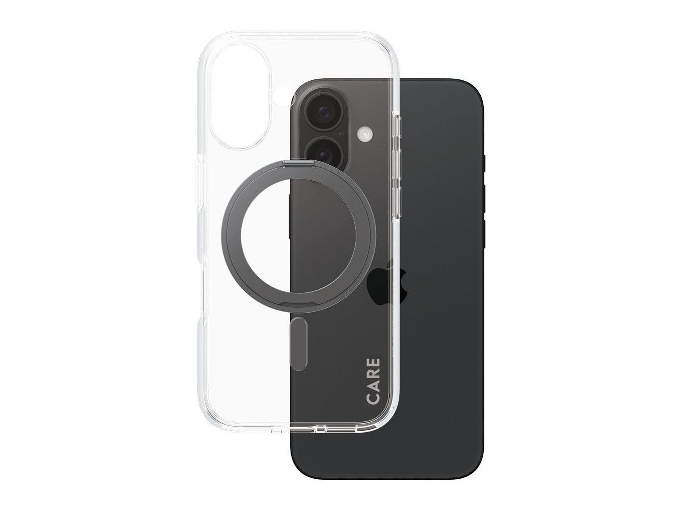 PanzerGlass - CARE Case Transparent w. Black Kickstand & MagSafe iPhone 16