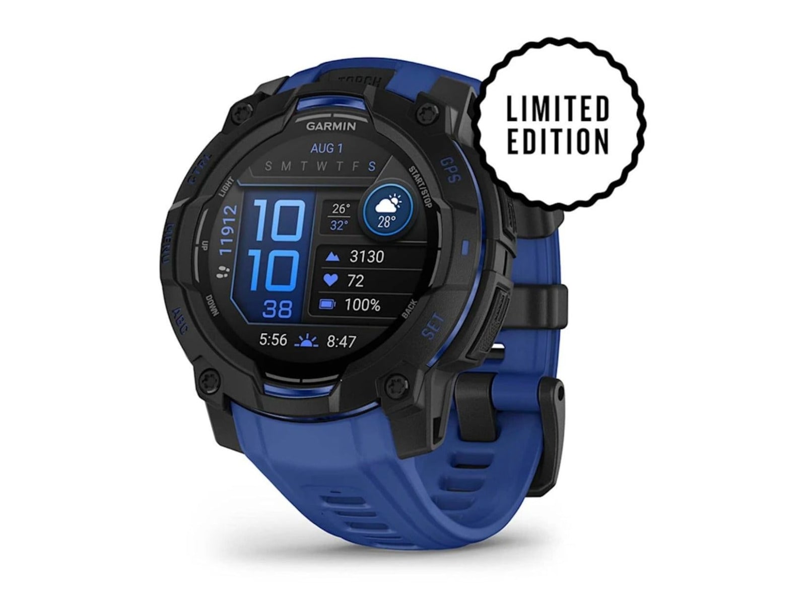Garmin - Instinct 3 AMOLED 45mm Smart Watches - Black/Bolt Blue