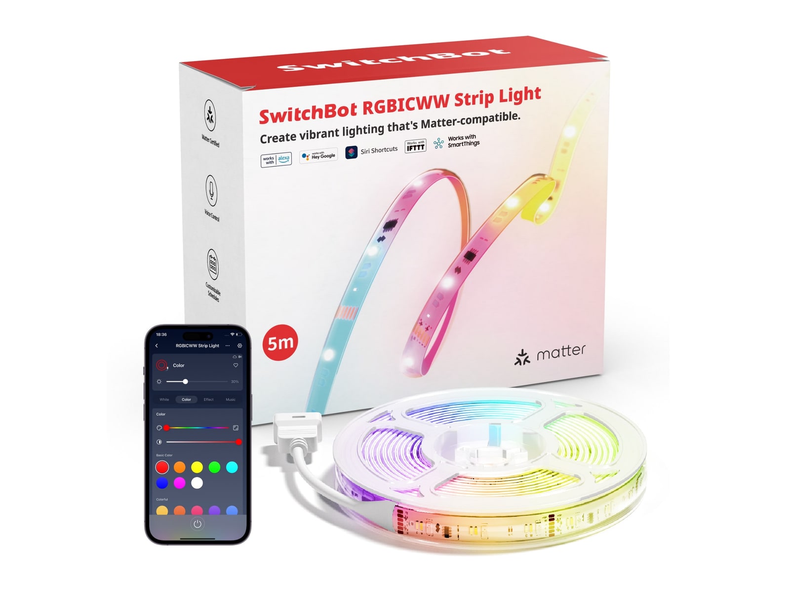 SwitchBot - RGBICWW Strip Light Smart Lighting