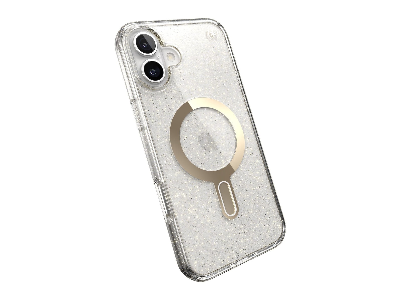 Speck - Presidio Lux Glitter MagSafe with ClickLock - iPhone 16 Plus - Clear/Gold Glitter