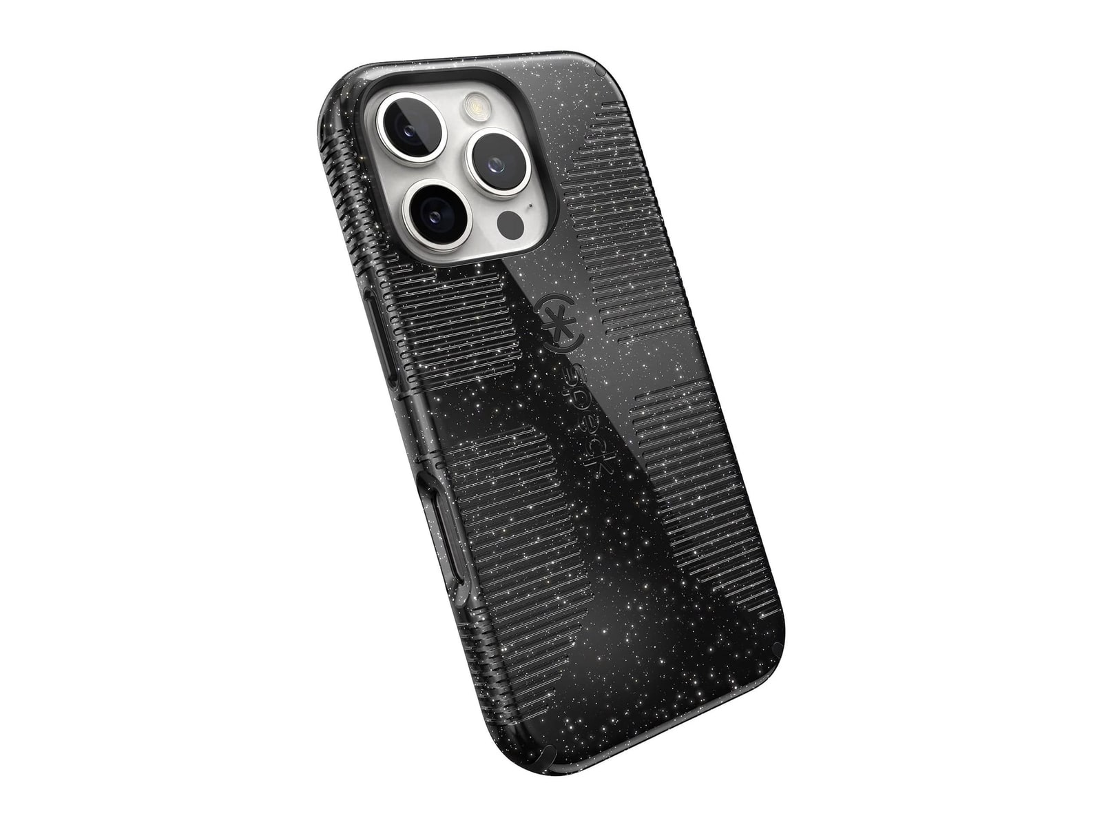 Speck - CandyShell Grip + Glitter MagSafe - iPhone 16 Pro - Black Glitter/Steel Black