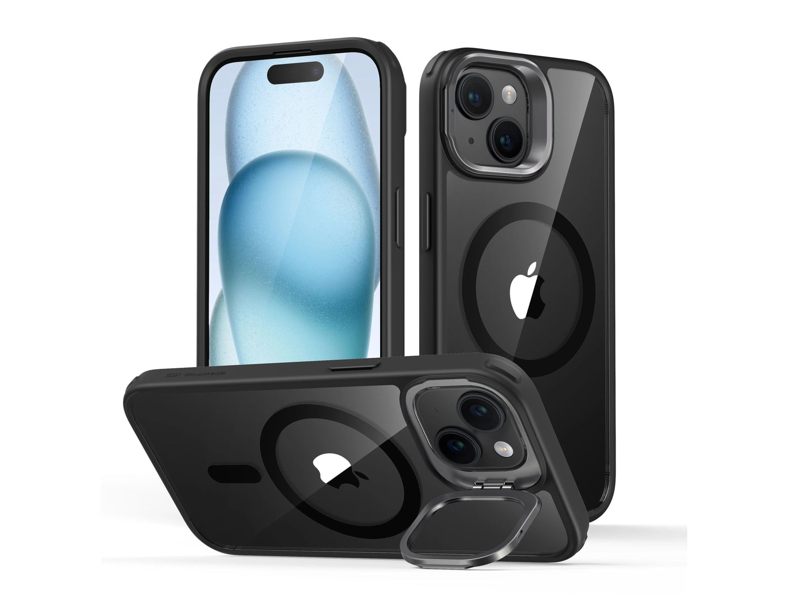ESR - Classic Hybrid Case with Stash Stand (HaloLock) - iPhone 15 - Clear Black