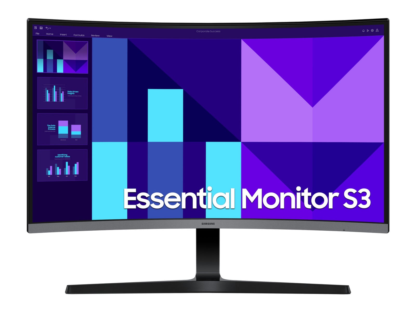 Samsung - 27" Essential Monitor S3 S27D392GA Full HD 100Hz Professional Monitors - Black