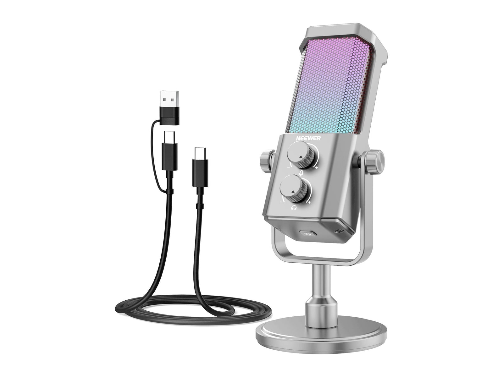 Neewer - UM01 AI USB Podcasting Microphone Microphones - Silver