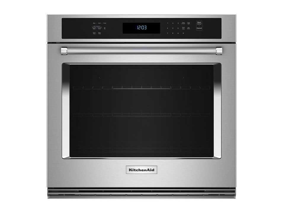 KitchenAid - Single Wall Oven With Air Fry Mode 30 Inch in PrintShield Stainless Steel Ovens & Ranges
