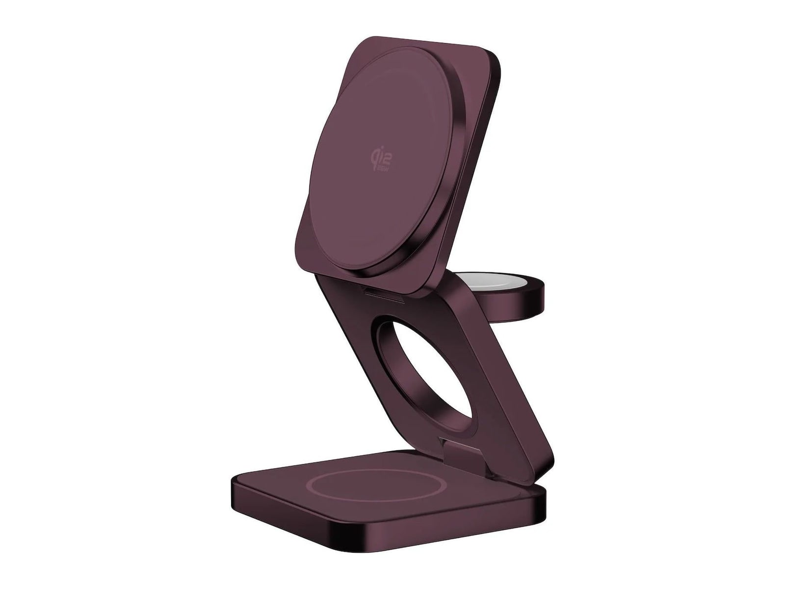 MOMAX - 1-Charge Q.Port2 Qi2 25W 3-in-1 Magnetic Wireless Charging Station Dusky Cherry Wireless Chargers