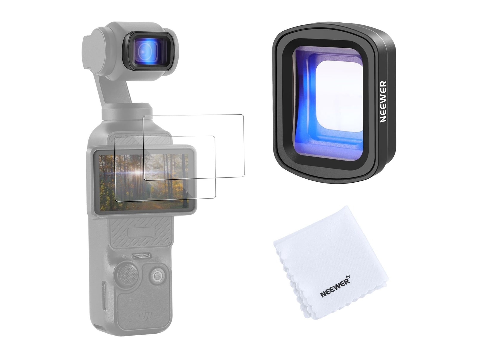 Neewer - FL-C56 1.2X Blue Anamorphic Lens For DJI Osmo Pocket 3 / Pocket 4 & Xtra Muse Camera Accessories