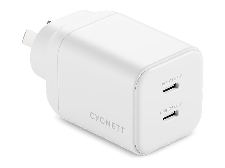 Cygnett - PowerPlus 65W FAST 2-Port Wall Charger - White Wall Chargers