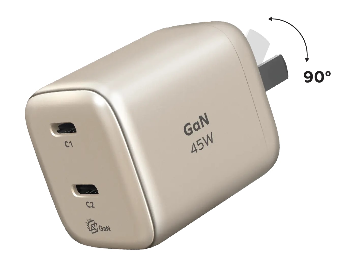 MOMAX - 1-Charge 45W 2-Port GaN Charger Titanium Wall Chargers
