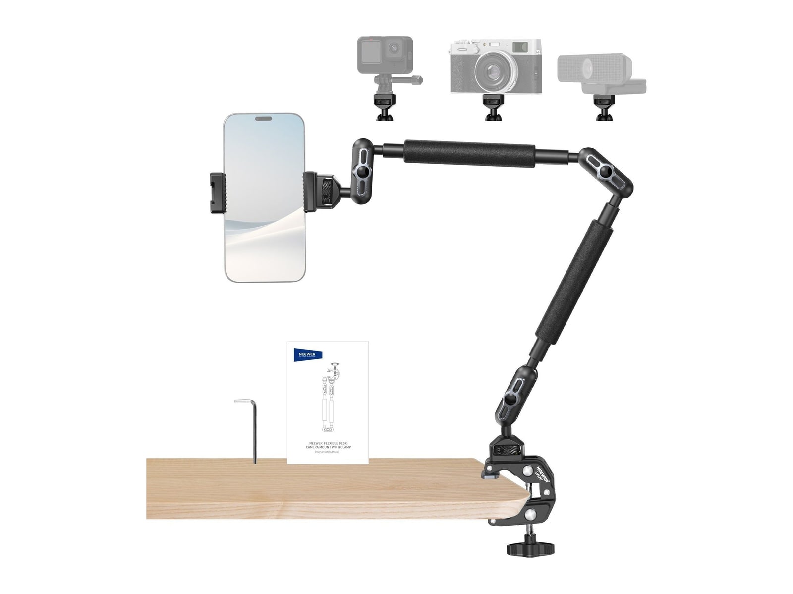 Neewer - UA057 22" Articulating Magic Arm with Super Clamp & Phone Holder Camera Accessories