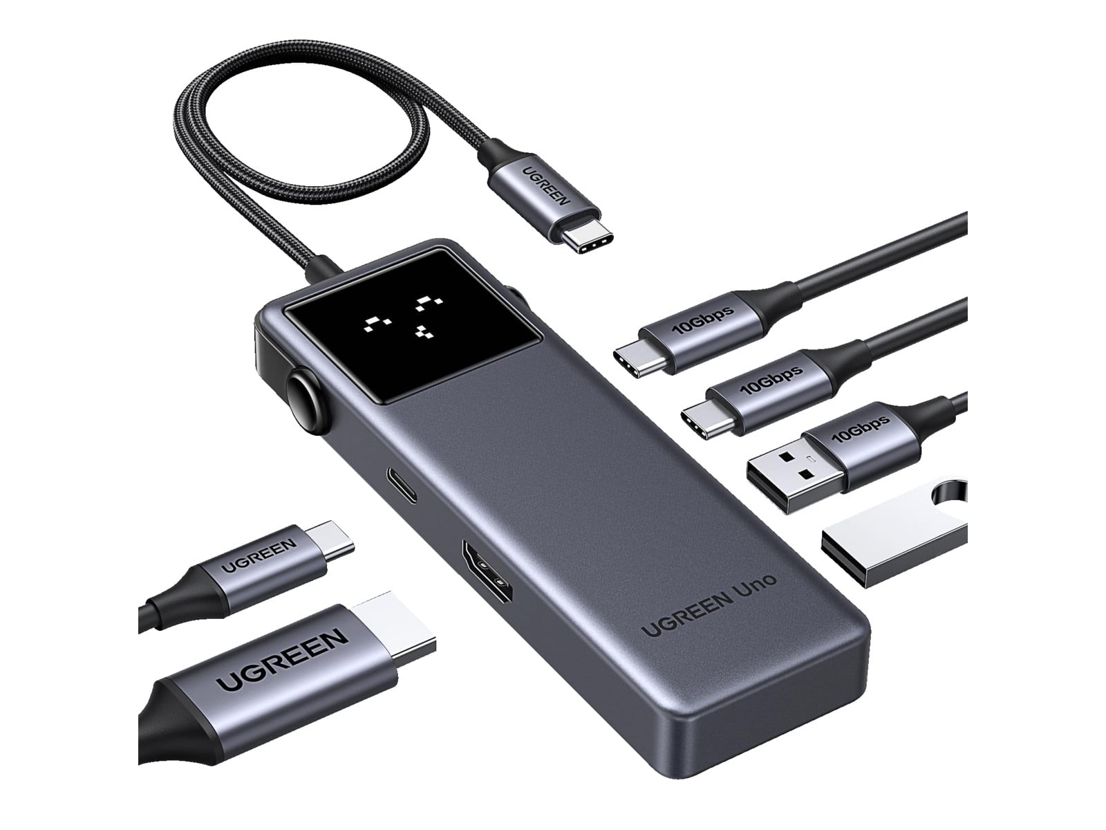 UGREEN - CM888 Uno USB-C Hub 6-in-1 USB-C USB Hubs - Gray