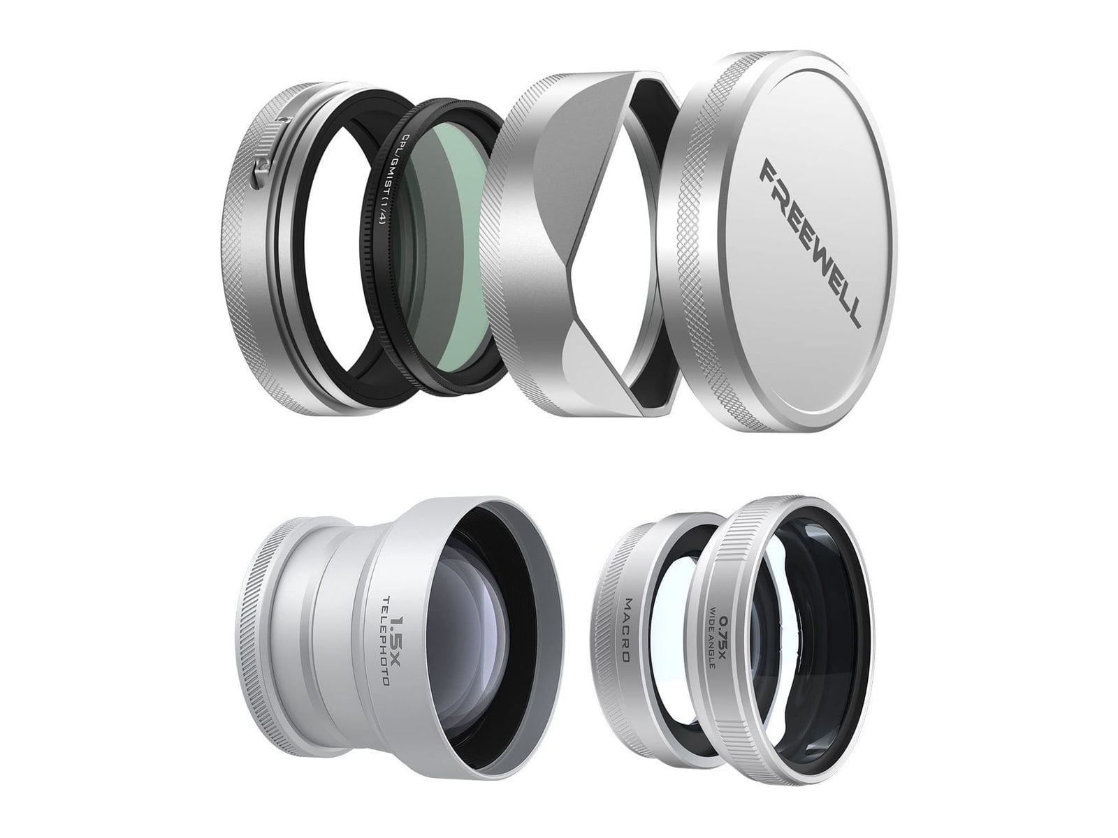 Freewell - Fuji X100VI/X100V Lens Pro Kit Silver Camera Accessories - Silver