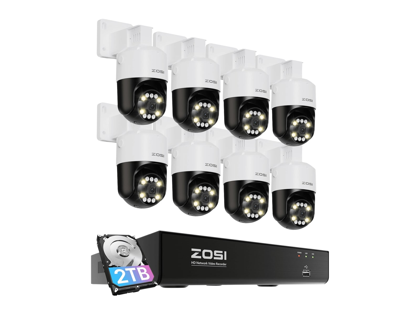 ZOSI - C296B 4K PTZ PoE - 8-Camera Security Cameras